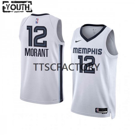 Maillot Basket Memphis Grizzlies Ja Morant 12 Nike 2022-23 Association Edition Blanc Swingman - Enfant